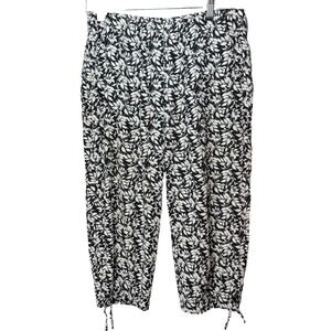 Land N Sea Linen Blend Pants Women S Tie Leg Capri Pull On Beach Boat Floral Ivy